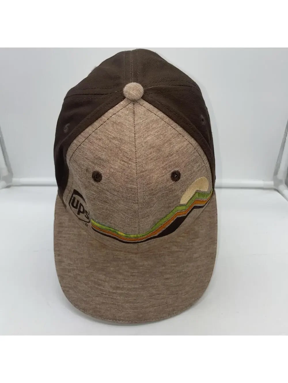 UPS Hat With Mountain Graphic Embroidery  Brown Tan SnapBack OSFA